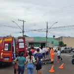 Bombeiros atendem motociclista ferida em acidente de trânsito em Ituiutaba