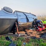Colisão seguida de capotamento deixa uma pessoa em estado grave na BR-050, em Araguari