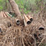 Equipamentos de irrigação furtados de usina em Santa Vitória são localizados escondidos no meio mato